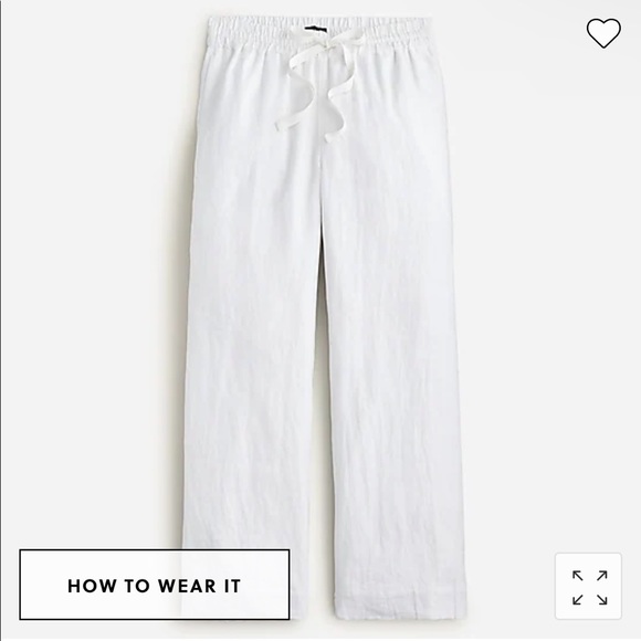 JCREW Wide-Leg Seaside Linen Pant, White - Picture 4 of 4